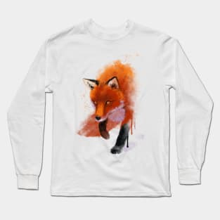 Fox Ink Illustration - Beautiful Fluffy Animal - Nature Forest Long Sleeve T-Shirt